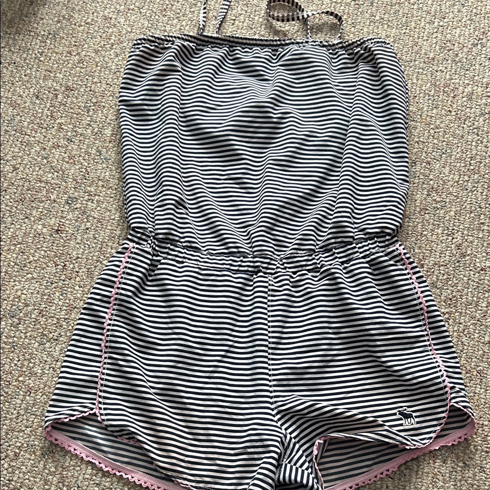Abercrombie Kids Black and White Striped Romper